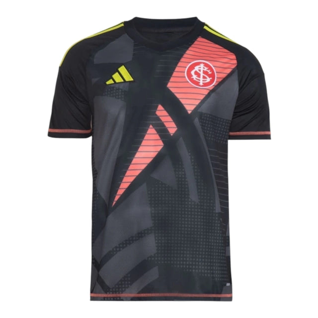 Camisa Internacional Goleiro I 25/26 - Torcedor - Adidas - Masculina - Preta com detalhes em laranja e amarelo