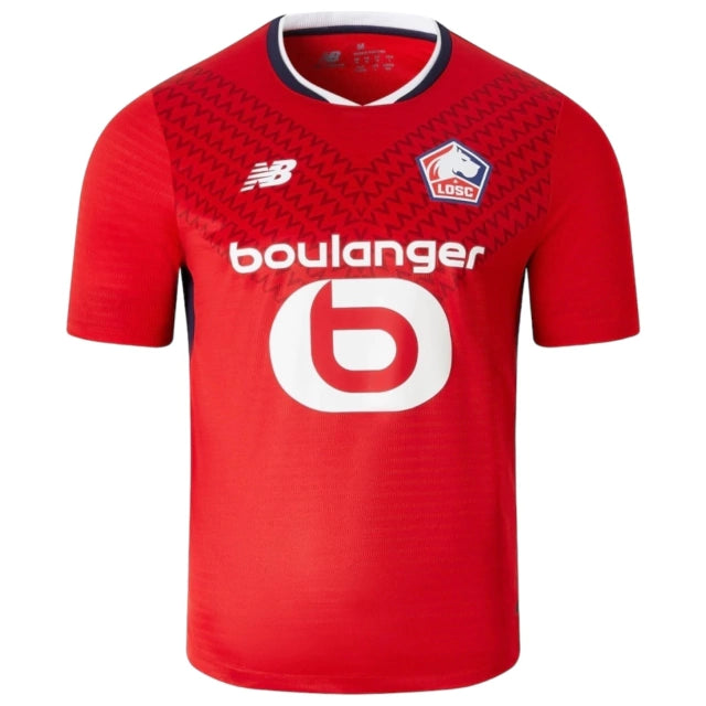 Camisa Lille I 24/25 - Torcedor - New Balance - Masculina - Vermelha com detalhes em azul