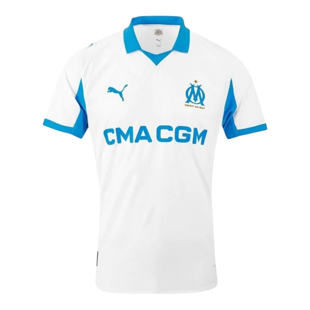 Camisa Olympique Marseille I 25/26 - Torcedor - Puma - Masculina - Branca e azul