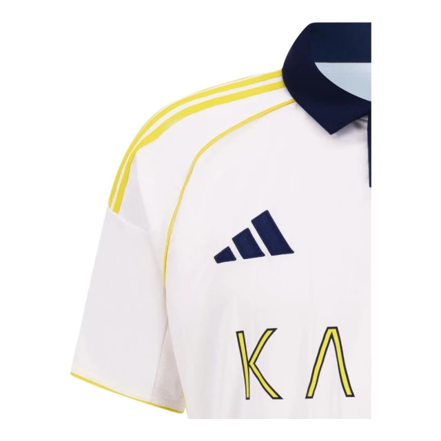 Camisa Al-Nassr III 25/26 - Torcedor Adidas Masculina - Branca com detalhes azuis e amarelo