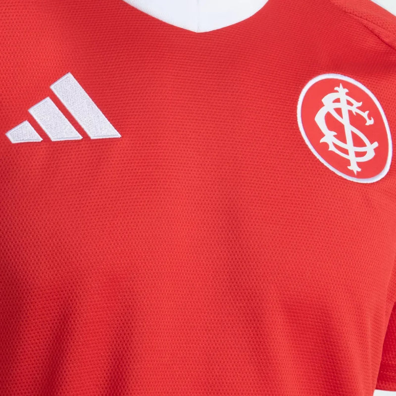 Camisa Internacional I 25/26 - Torcedor - Adidas - Masculina - Vermelha com detalhes em branco
