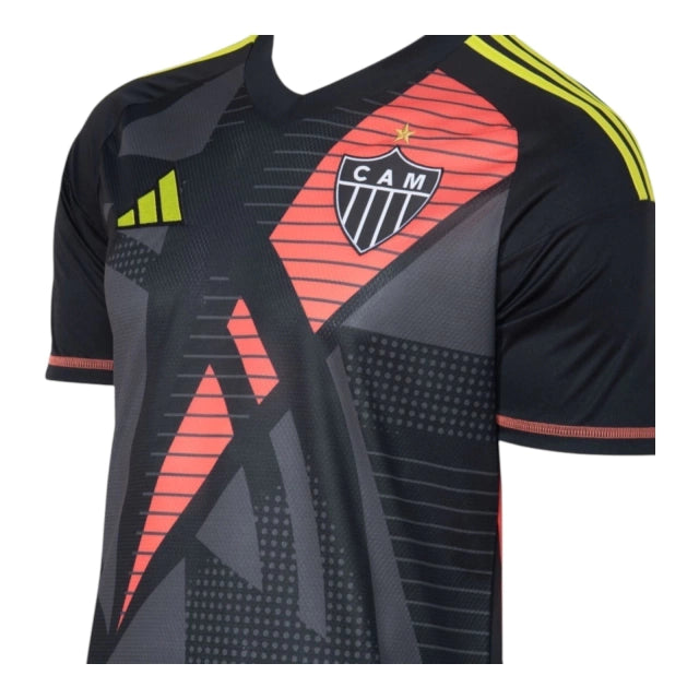 Camisa Atlético Mineiro Goleiro 25/26 - Torcedor - Adidas - Masculina - Preta com detalhes em amarelo e laranja