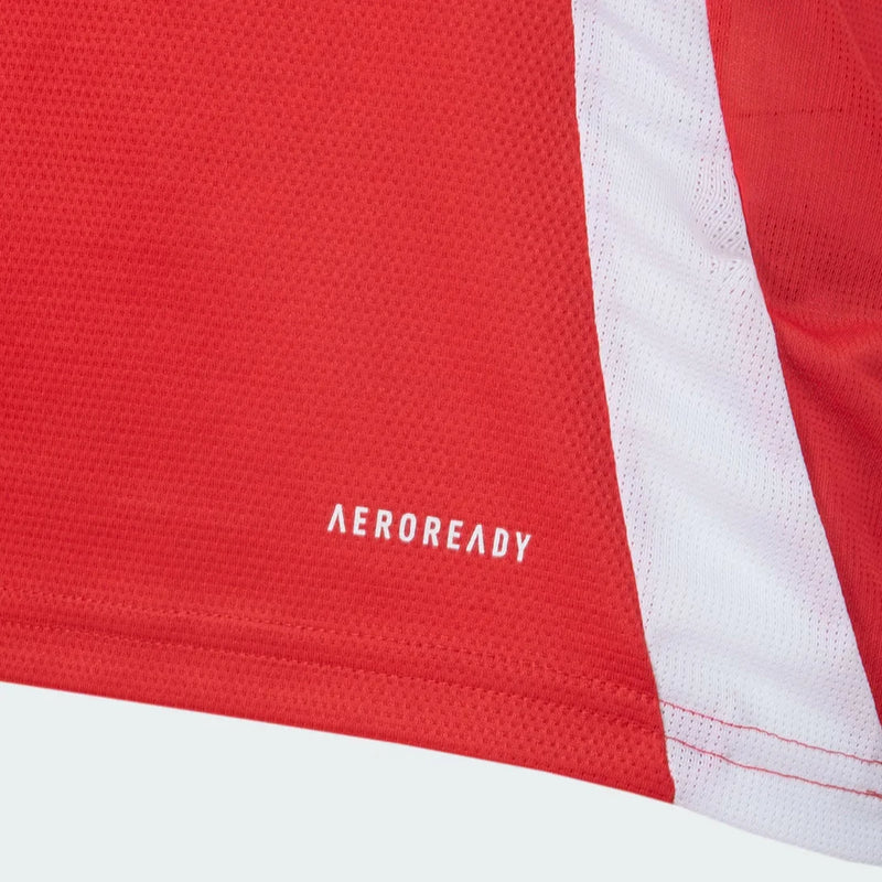 Camisa Internacional I 25/26 - Torcedor - Adidas - Masculina - Vermelha com detalhes em branco